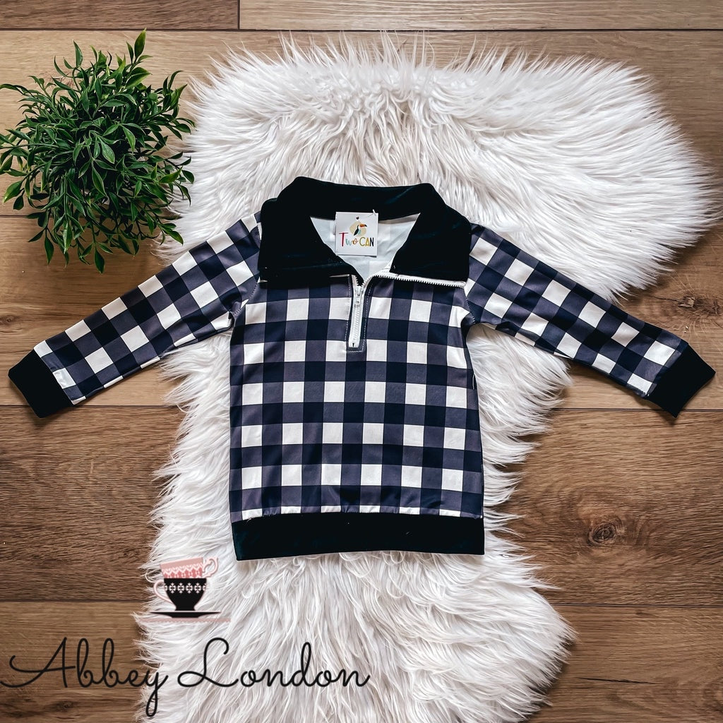 Checkered Holly Quarter Zip Shirt by TwoCan