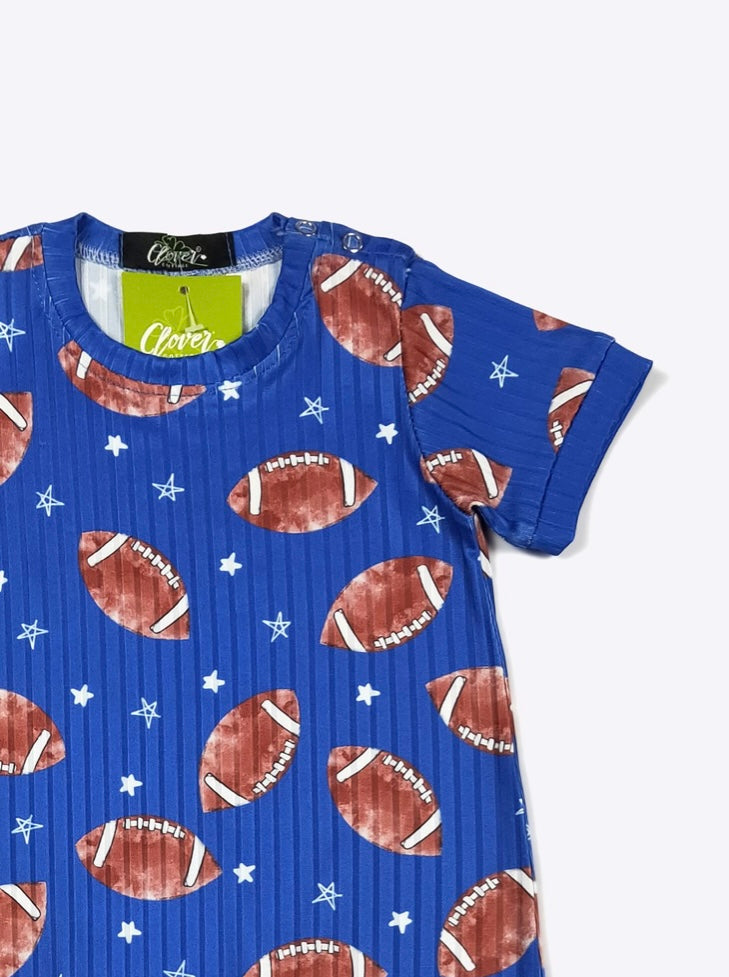 Football Romper (Blue) by Clover Cottage