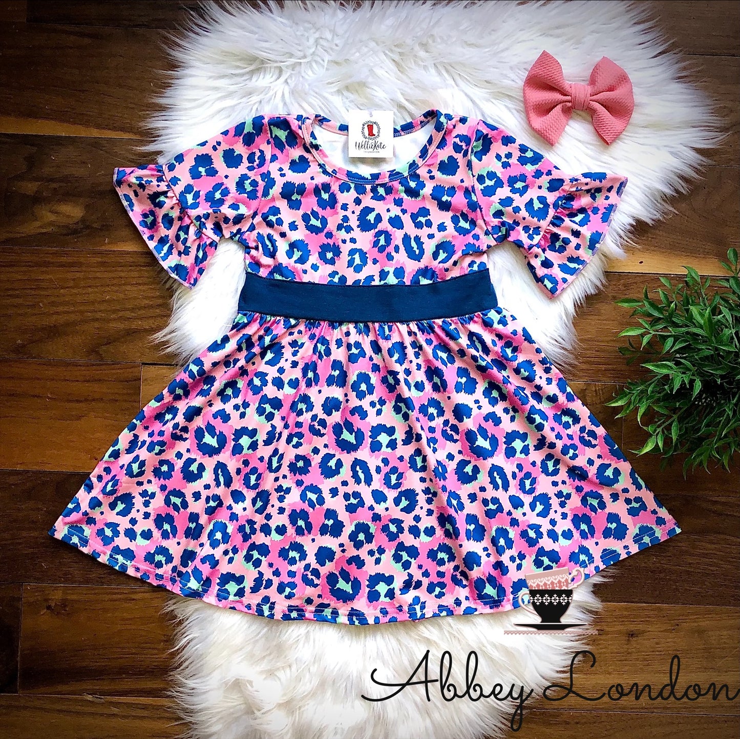 Bright Leopard Twirl Dress by Wellie Kate