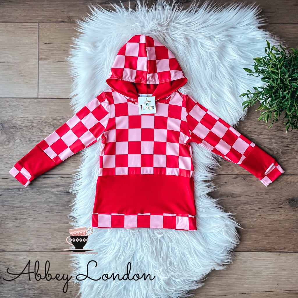 Red Checkered Hoodie by TwoCan
