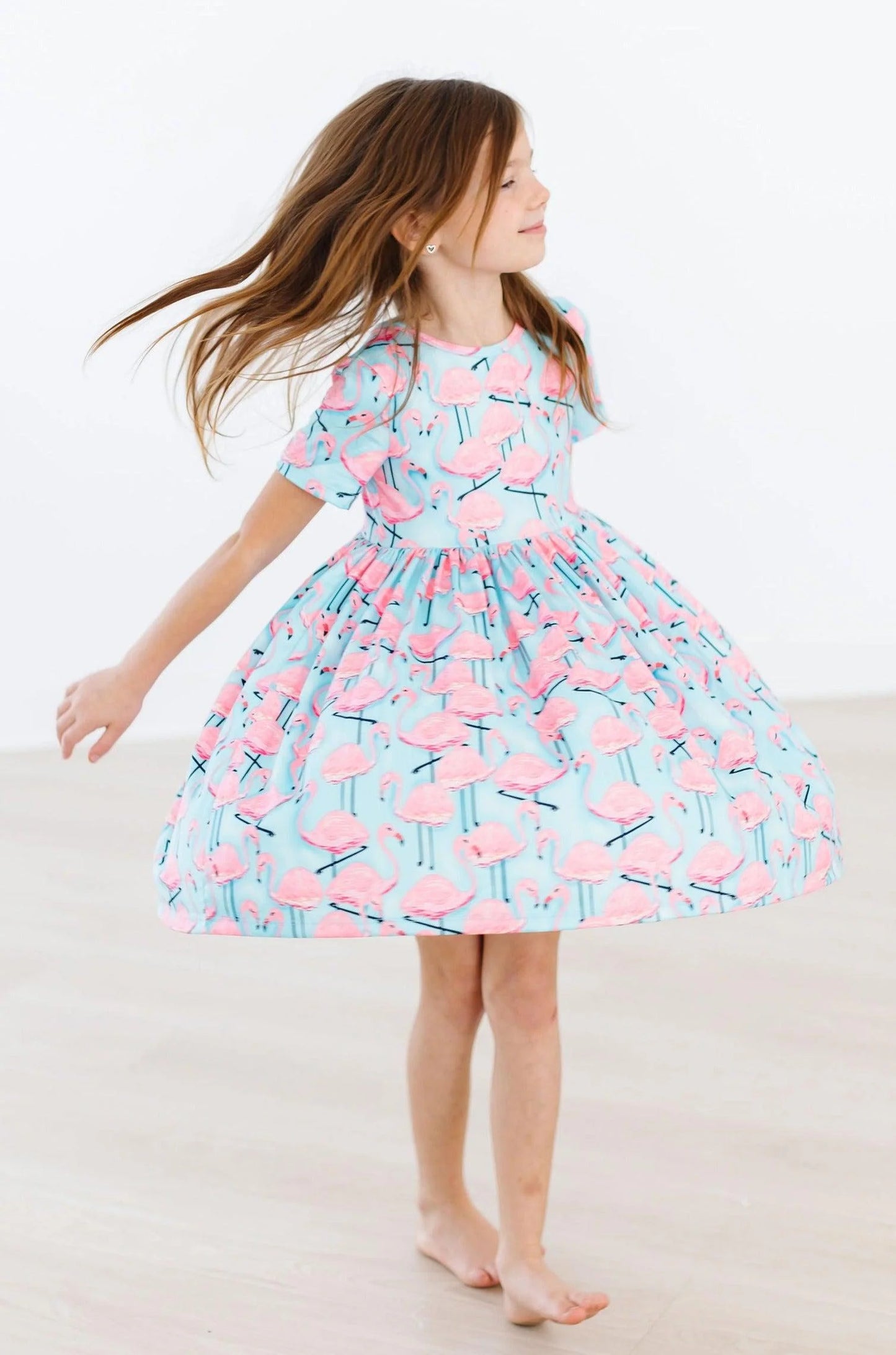 Pretty in Pink Flamingos Twirl Dress by Mila & Rose