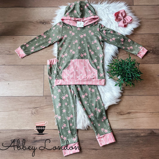(Preorder) Pink & Green Floral Jogger Set by TwoCan