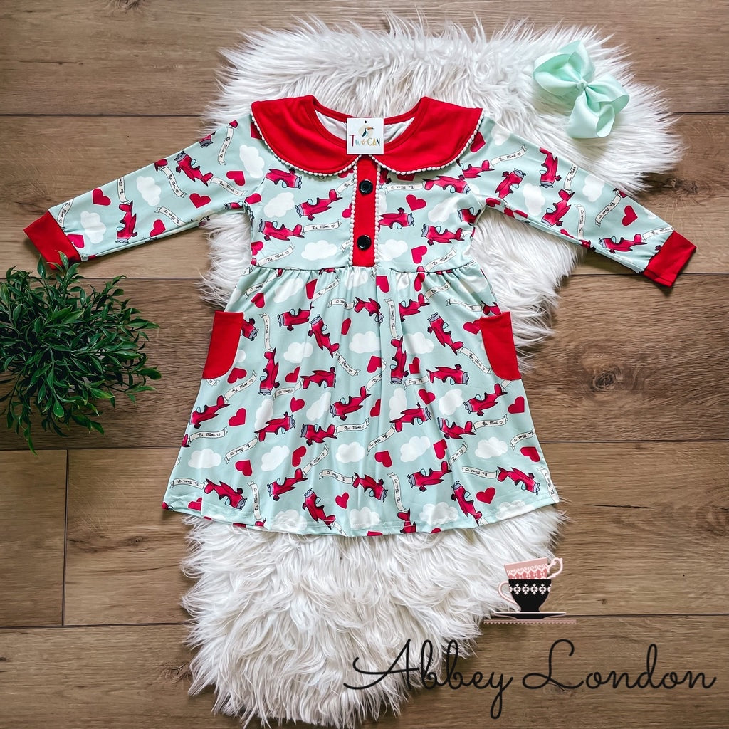 Be Mine Red Baron Long Sleeved Dress by TwoCan
