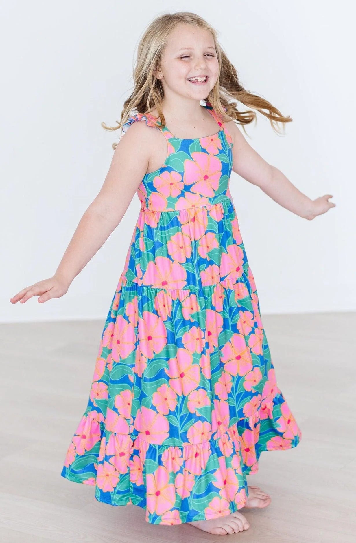 Luau Floral Ruffle Maxi Dress by Mila & Rose