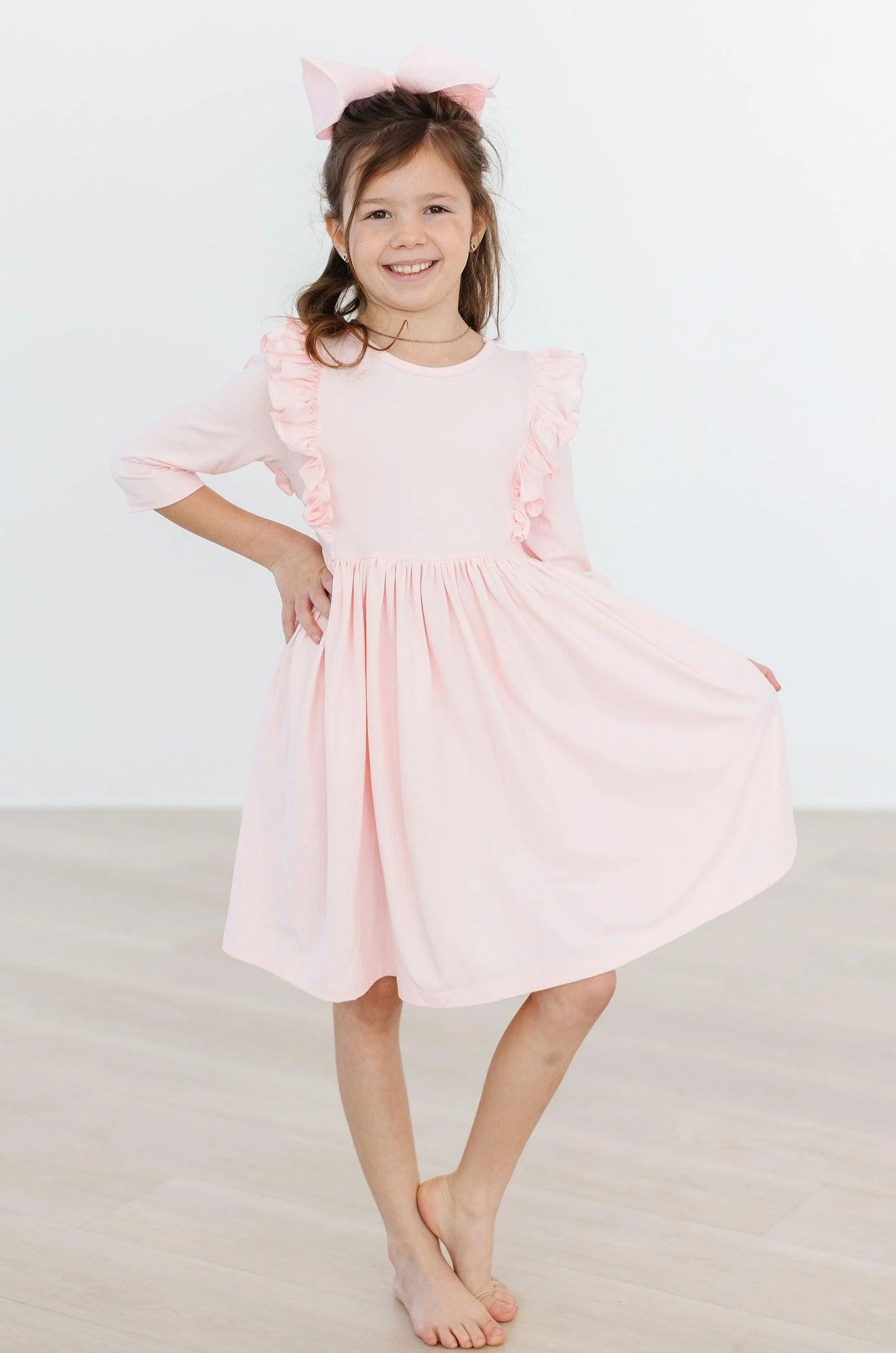 Petal Pink Ruffle Twirl Dress by Mila & Rose