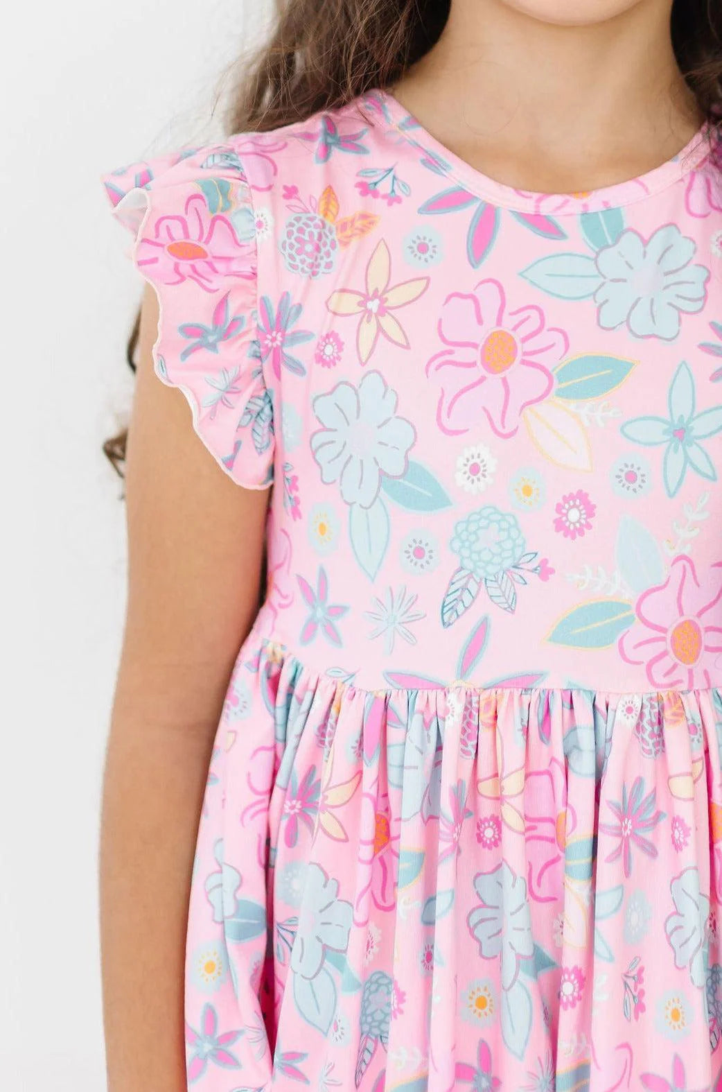 Beachy Blooms Flutter Sleeve Twirl Dress by Mila & Rose