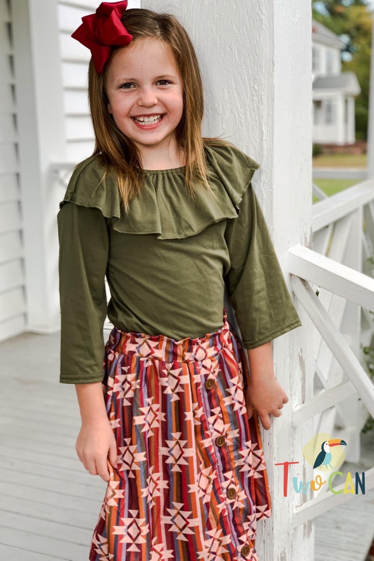 Brown Aztec Skort Set by TwoCan