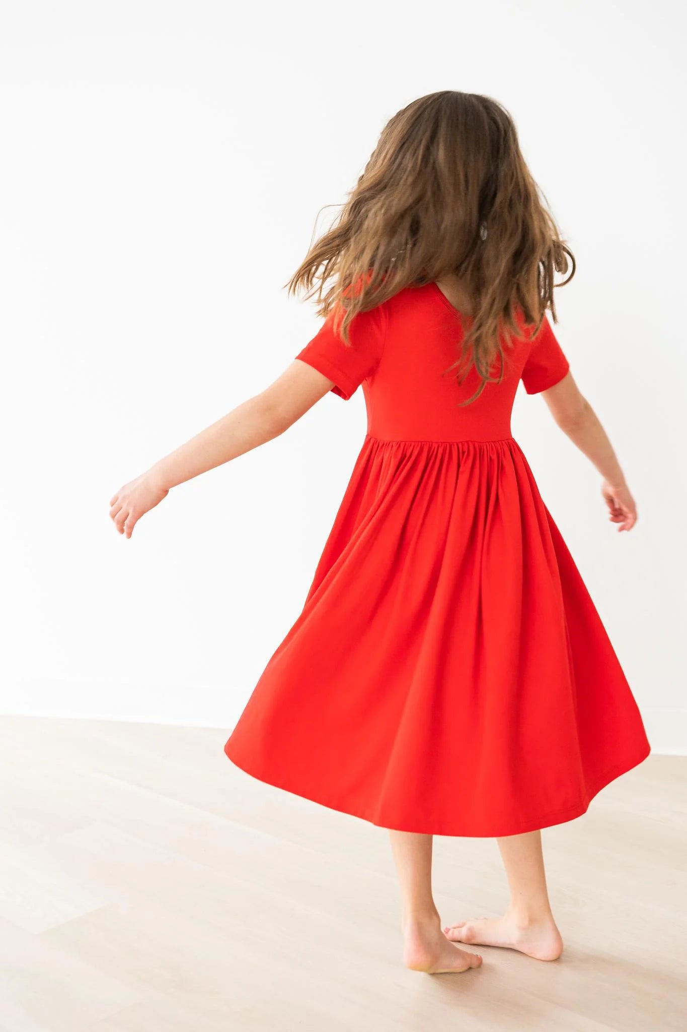 Red Pocket Twirl Dress by Mila & Rose