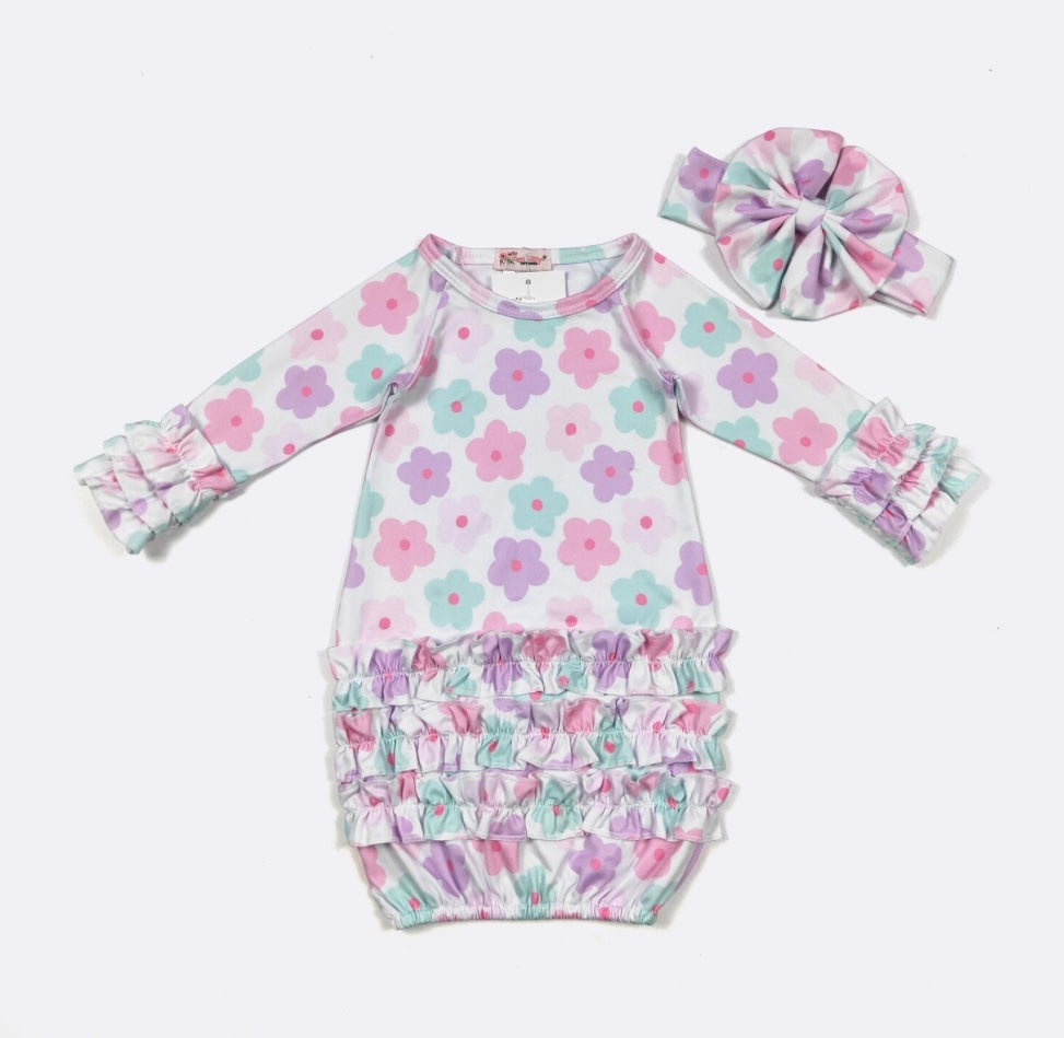 (NB to 3 mos) Infant Gown by Clover Cottage