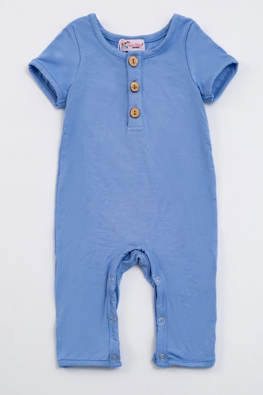Steel Blue Bamboo Romper by Clover Cottage