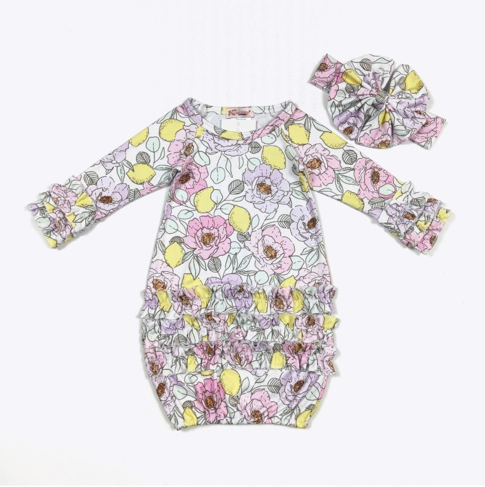 (NB to 3 mos) Infant Gown by Clover Cottage