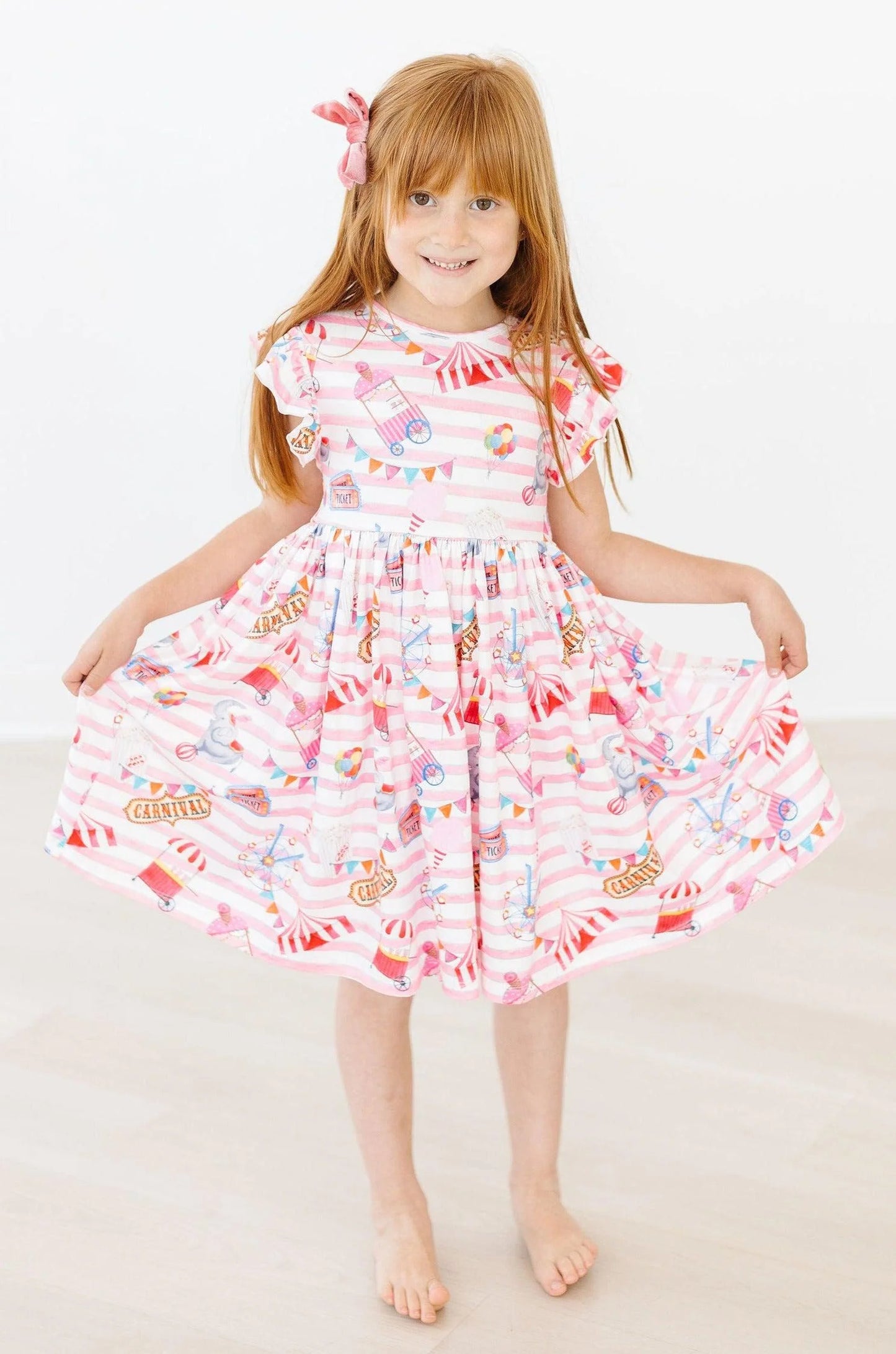 Off to the Circus Flutter Sleeve Twirl Dress by Mila & Rose