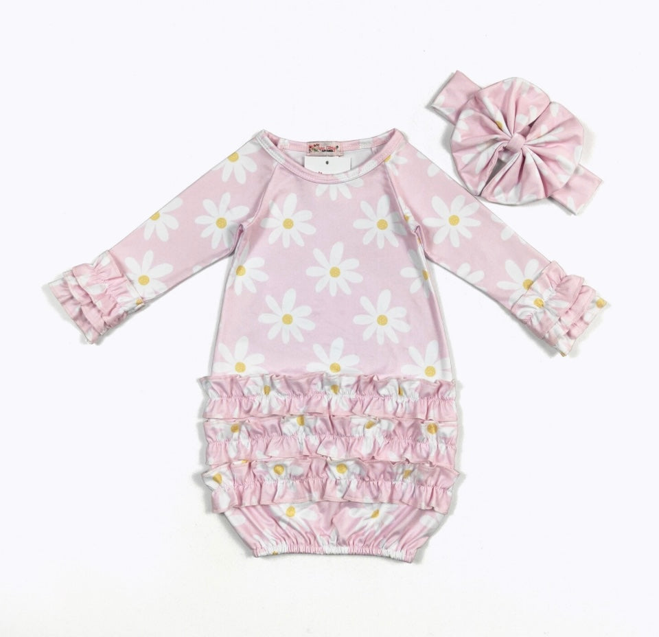 (NB to 3 mos) Infant Gown by Clover Cottage