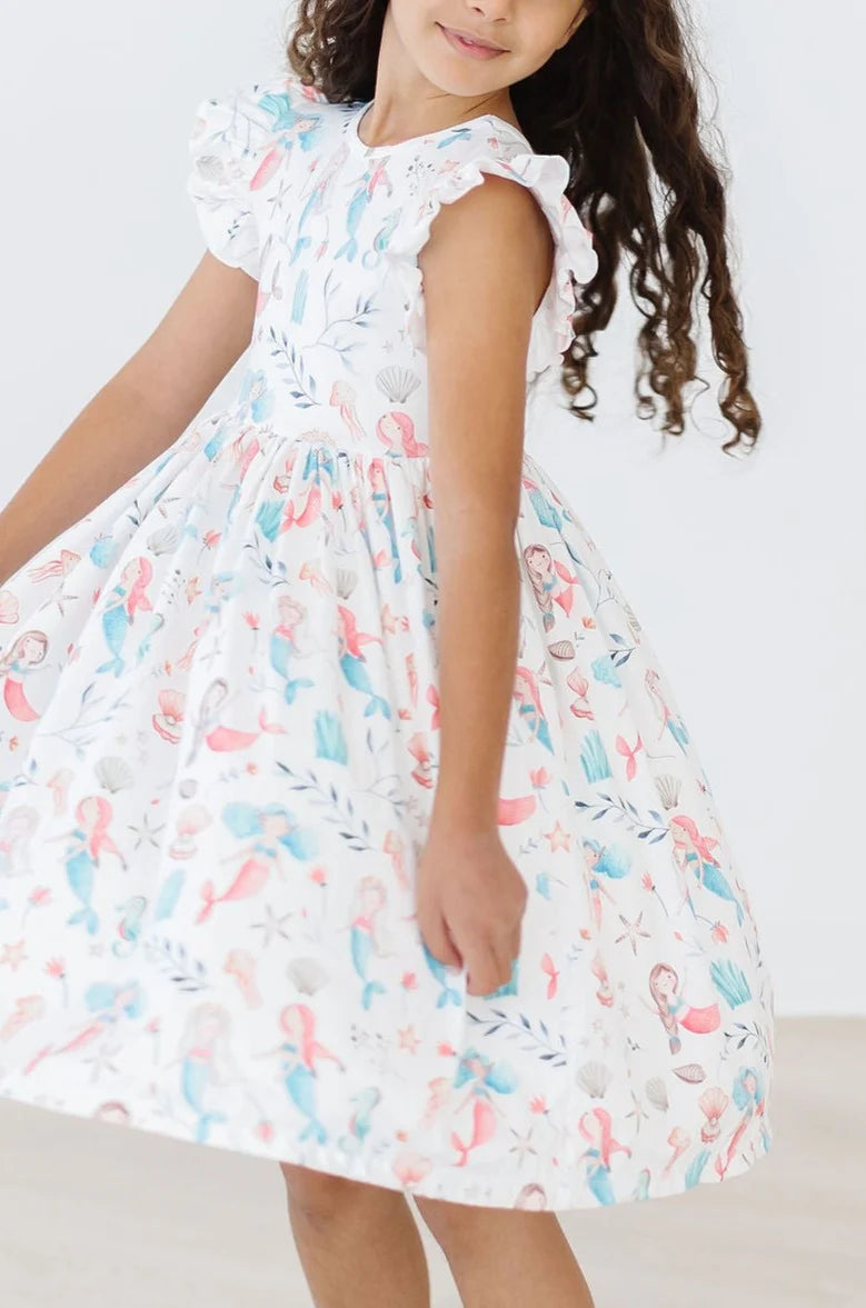 Mermaid Friends Flutter Sleeve Twirl Dress by Mila & Rose