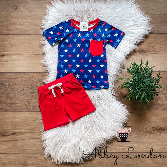 Navy Stars Shorts Set by TwoCan