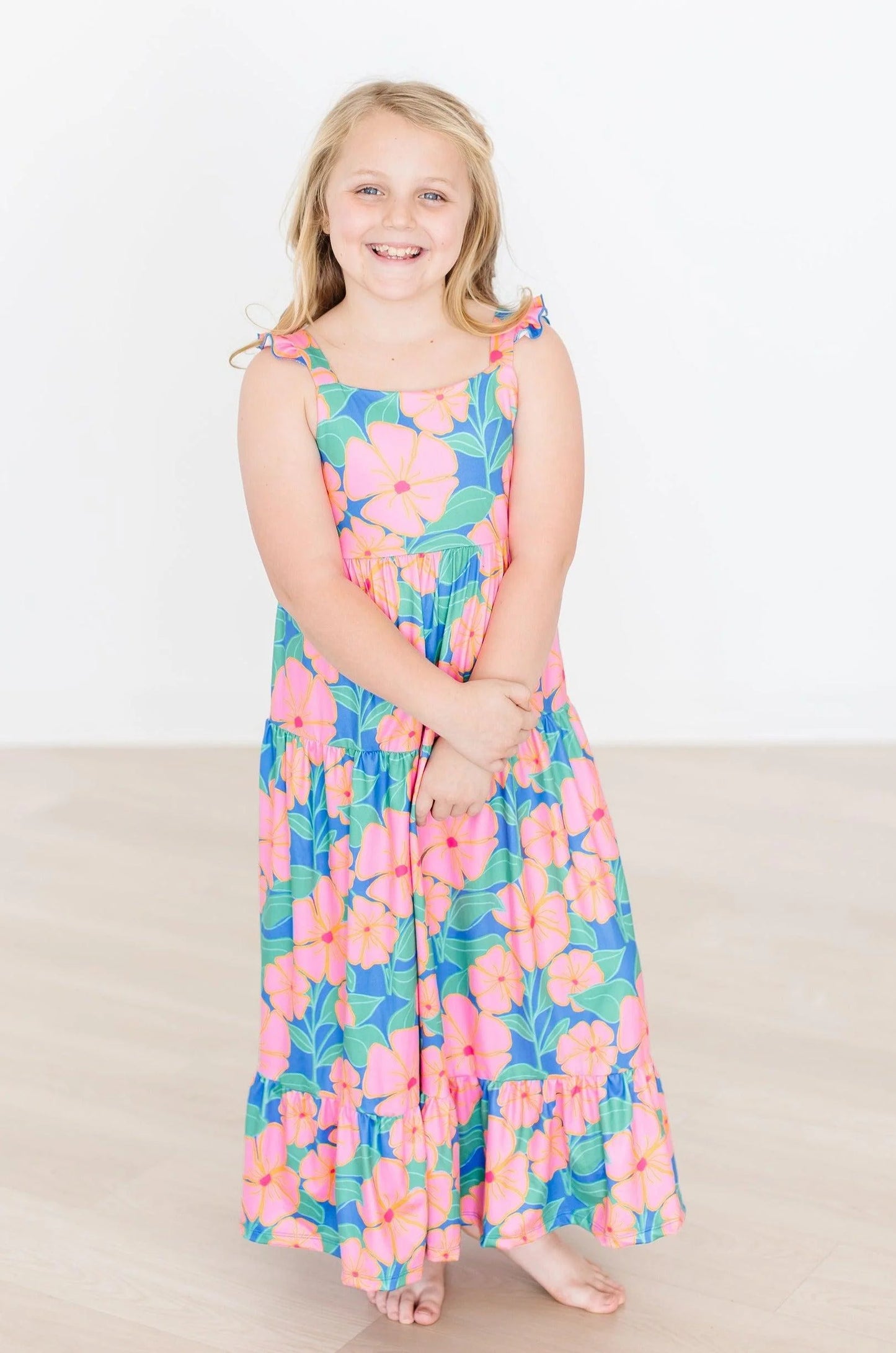 Luau Floral Ruffle Maxi Dress by Mila & Rose
