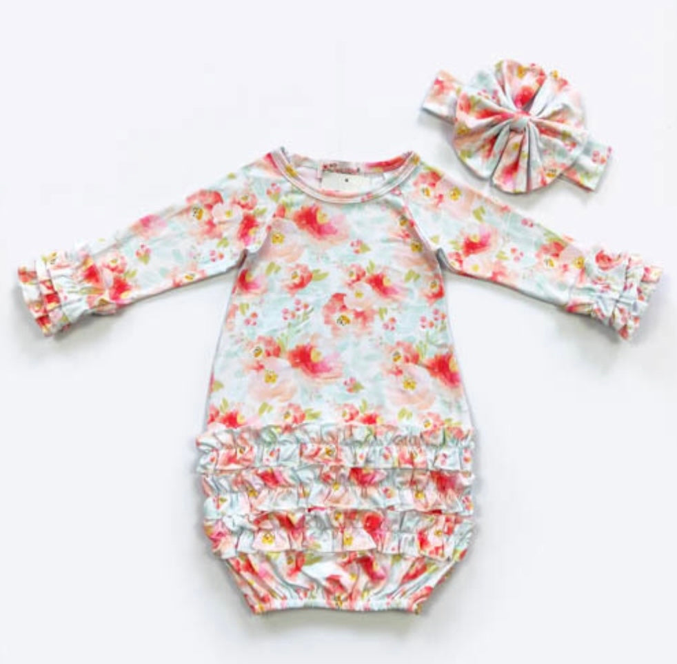 (NB to 3 mos) Infant Gown by Clover Cottage