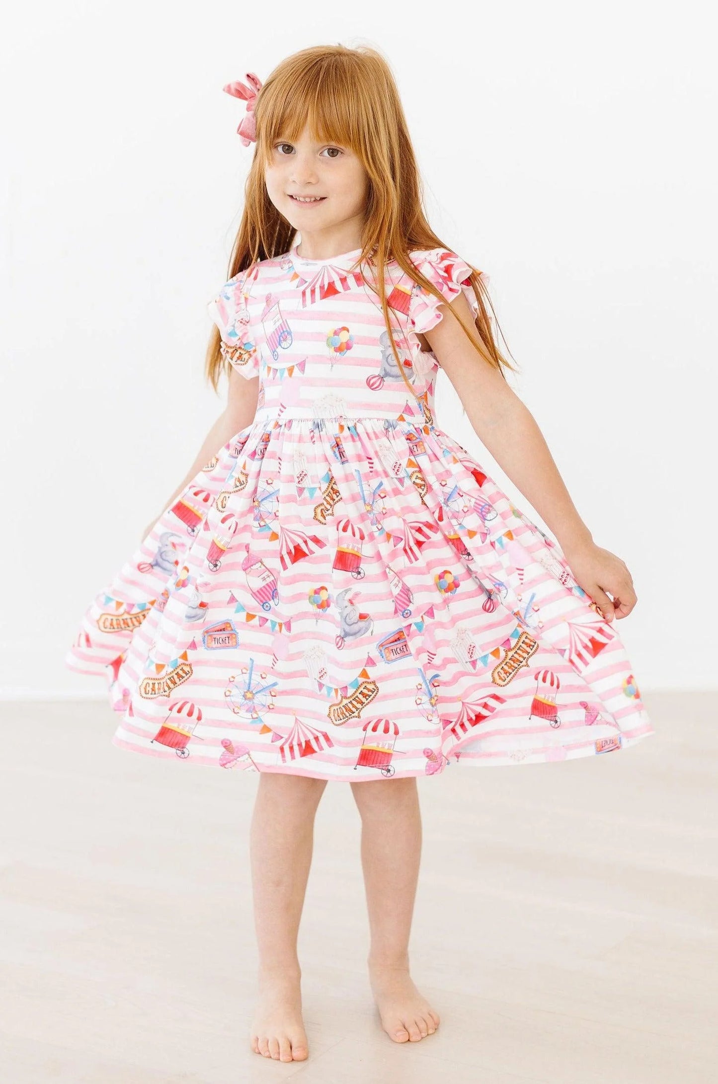 Off to the Circus Flutter Sleeve Twirl Dress by Mila & Rose