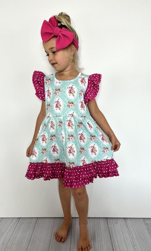 Aqua Bouquet Dress by Clover Cottage