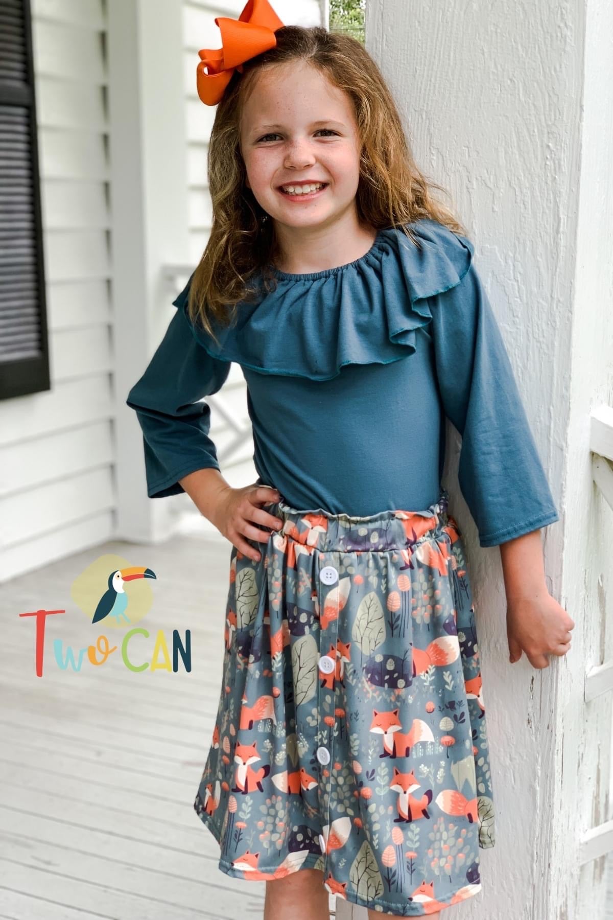 Orange Fox Skort Set by TwoCan