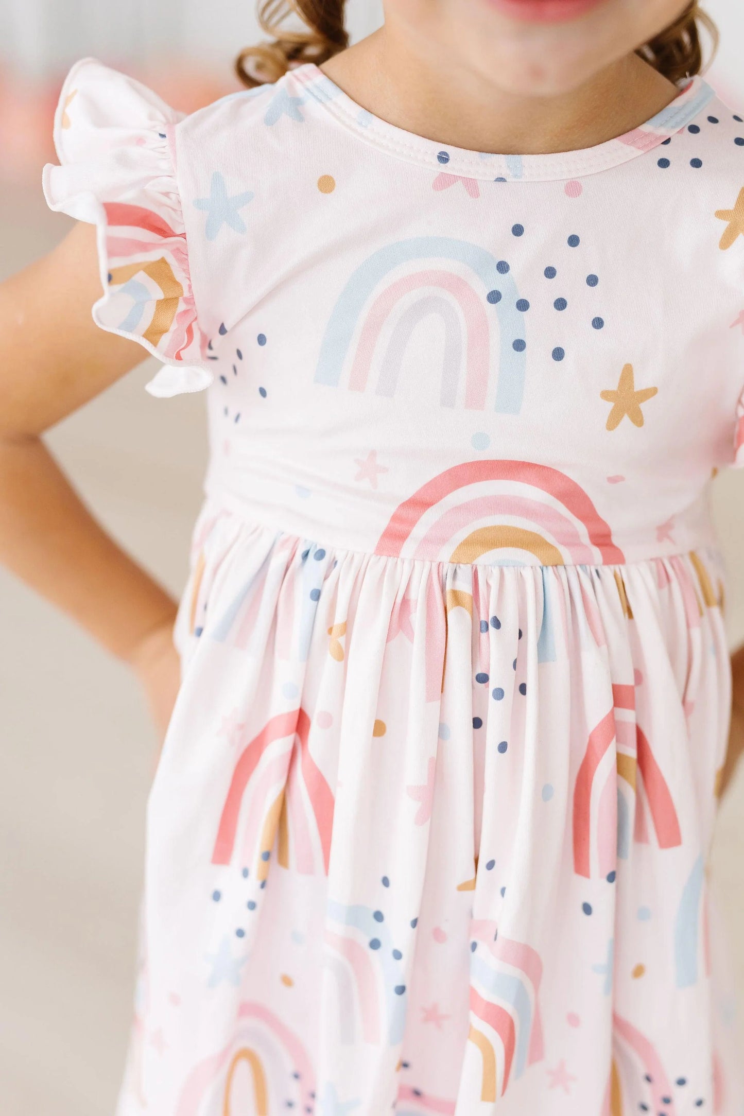 Over the Rainbow Flutter Sleeve Twirl Dress by Mila & Rose