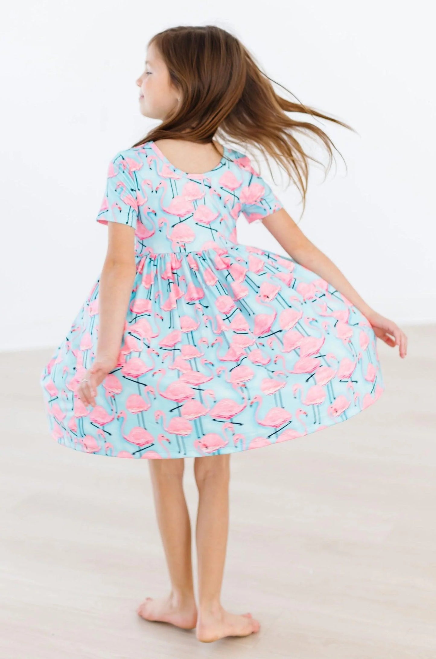 Pretty in Pink Flamingos Twirl Dress by Mila & Rose