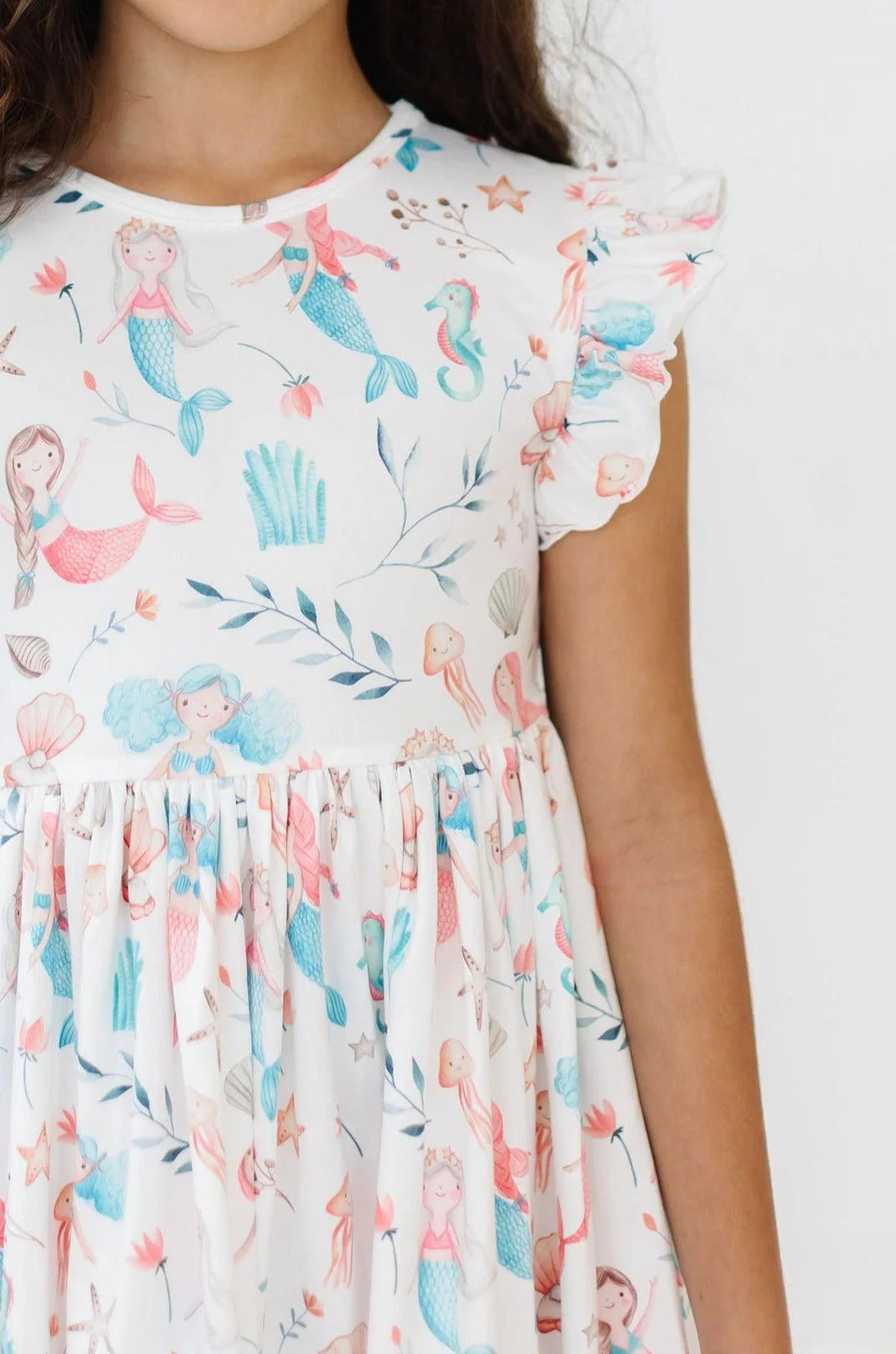 Mermaid Friends Flutter Sleeve Twirl Dress by Mila & Rose