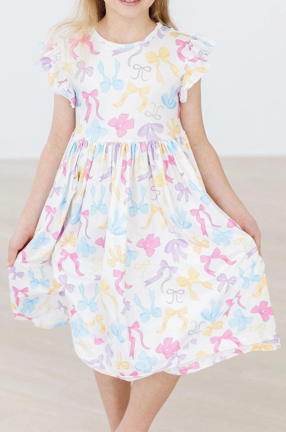Bow-tastic Flutter Sleeve Twirl Dress by Mila & Rose