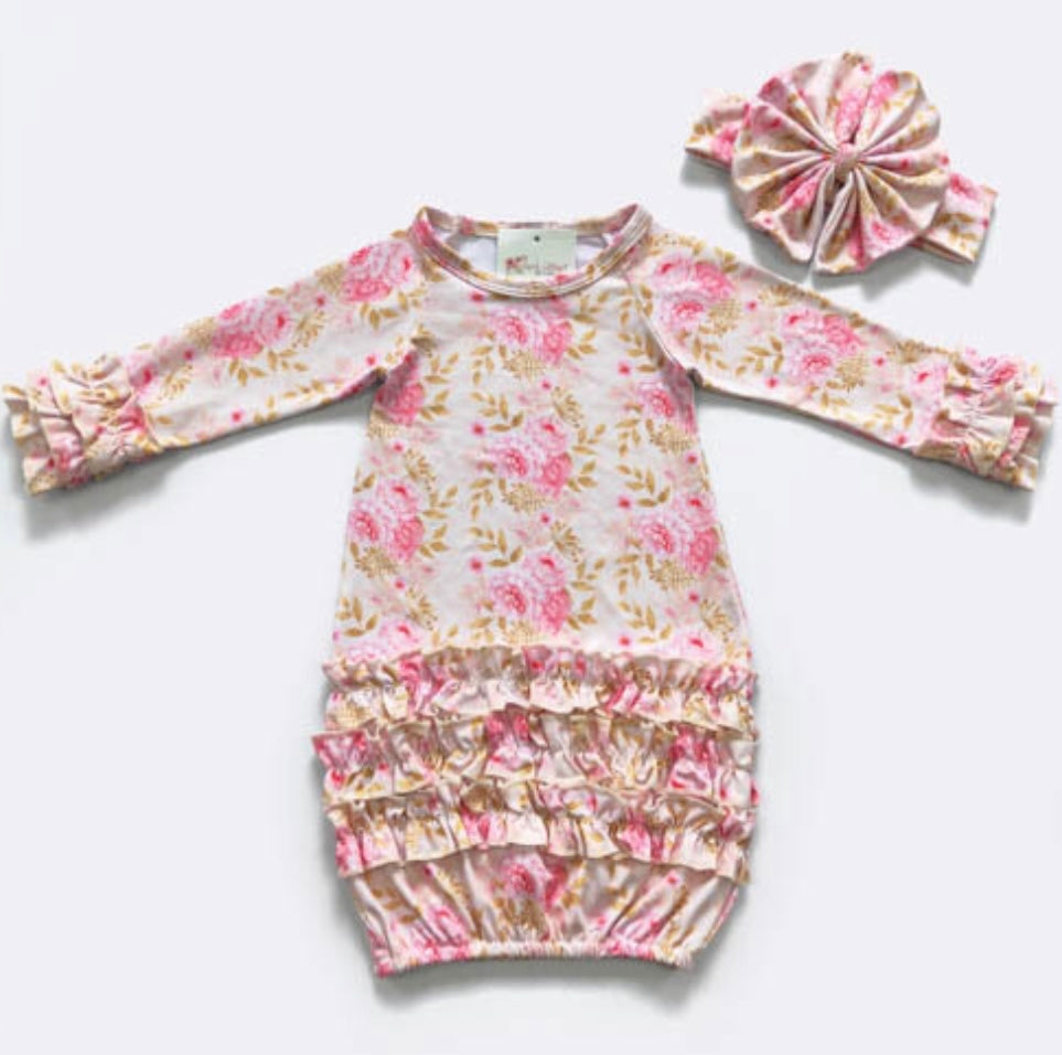 (NB to 3 mos) Infant Gown by Clover Cottage