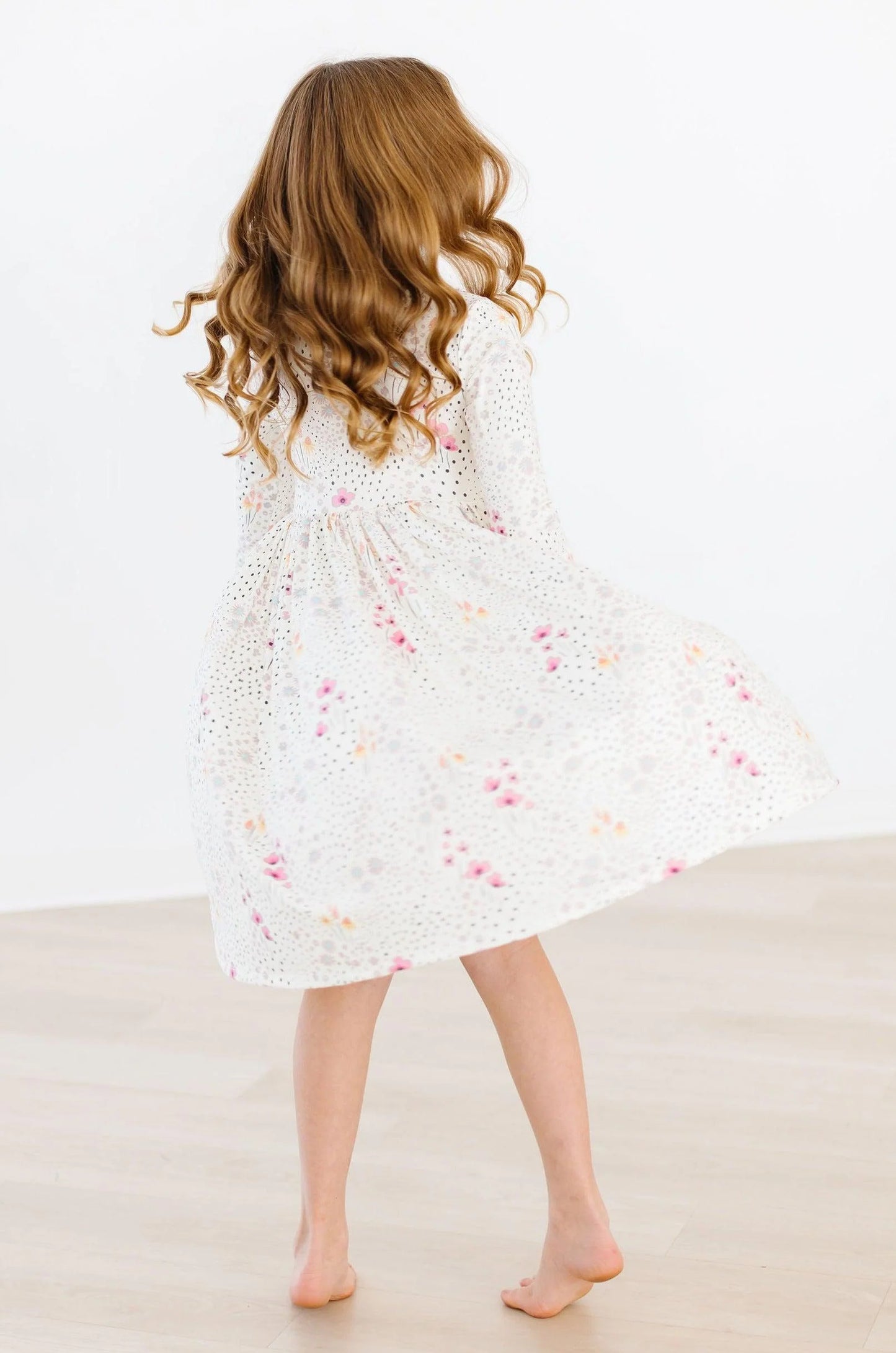 Whimsical Wildflowers 3/4 Sleeve Pocket Twirl Dress by Mila & Rose