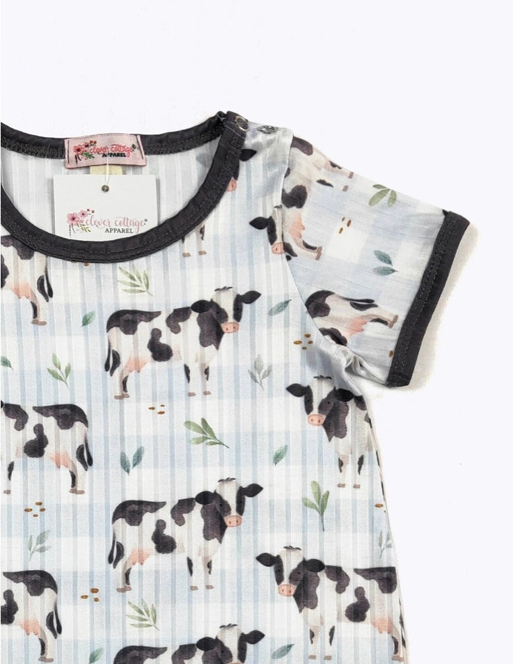 Blue Cow Infant Romper by Clover Cottage
