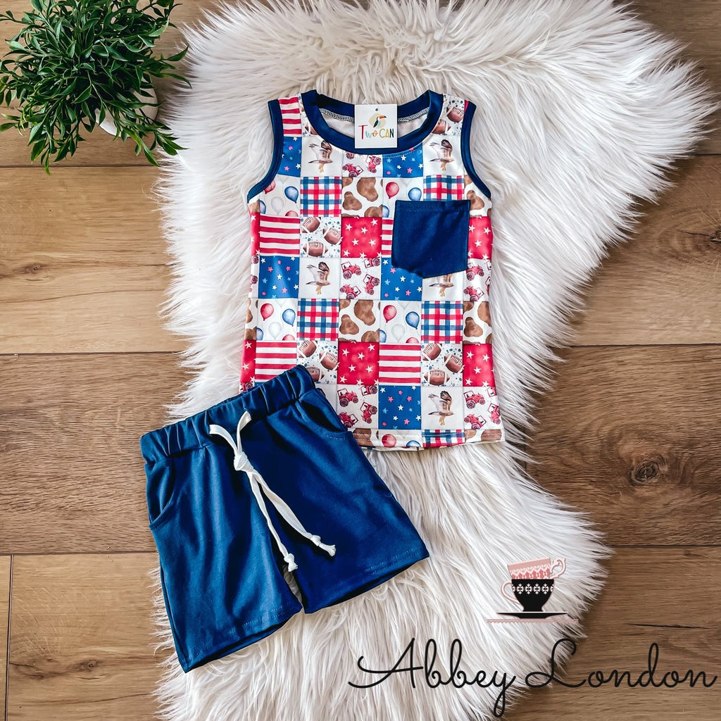 Patriotic Patchwork Short Set by TwoCan