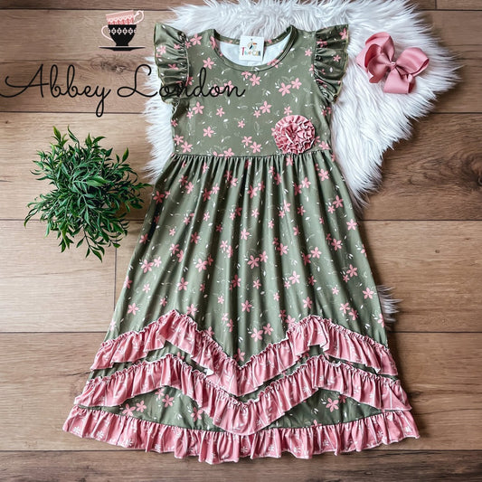 (Preorder) Pink & Green Floral Dress by TwoCan