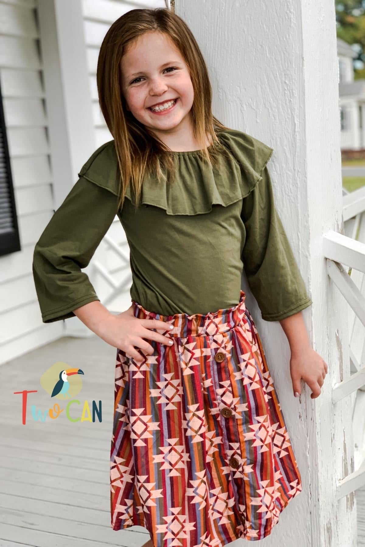 Brown Aztec Skort Set by TwoCan