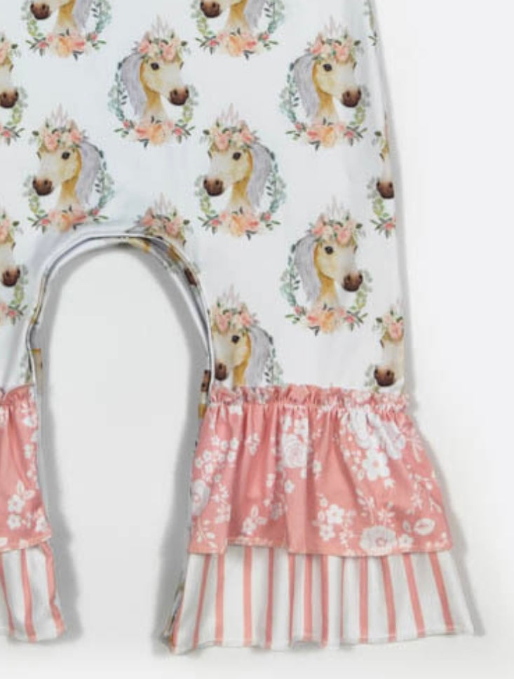 Floral Horse Infant Romper by Clover Cottage