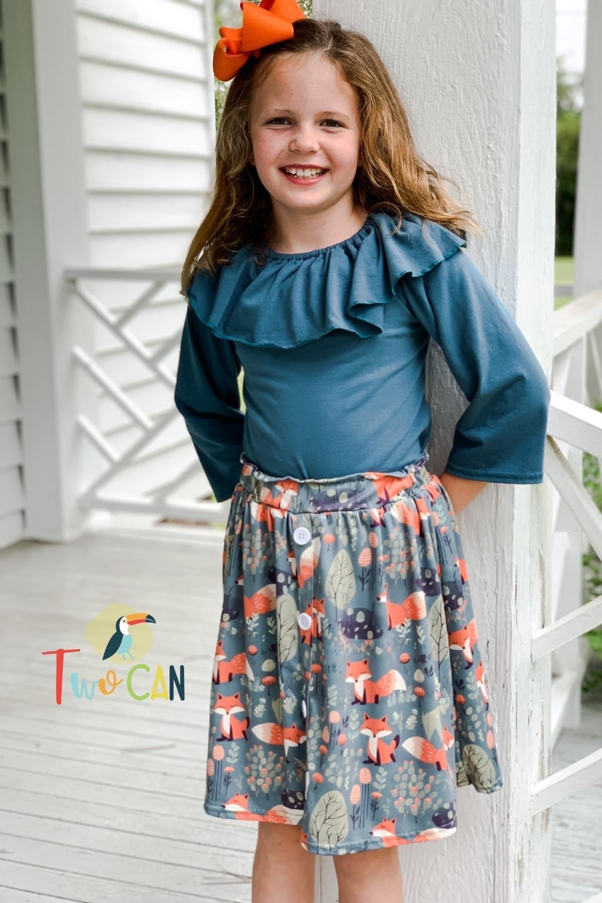 Orange Fox Skort Set by TwoCan