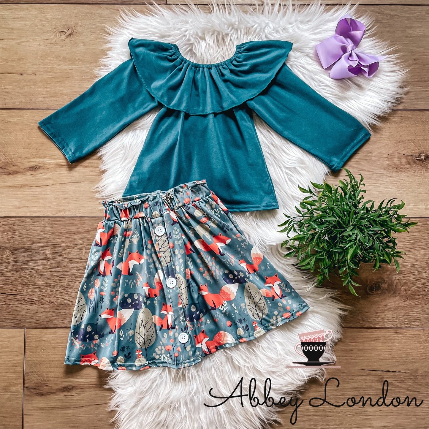 Orange Fox Skort Set by TwoCan