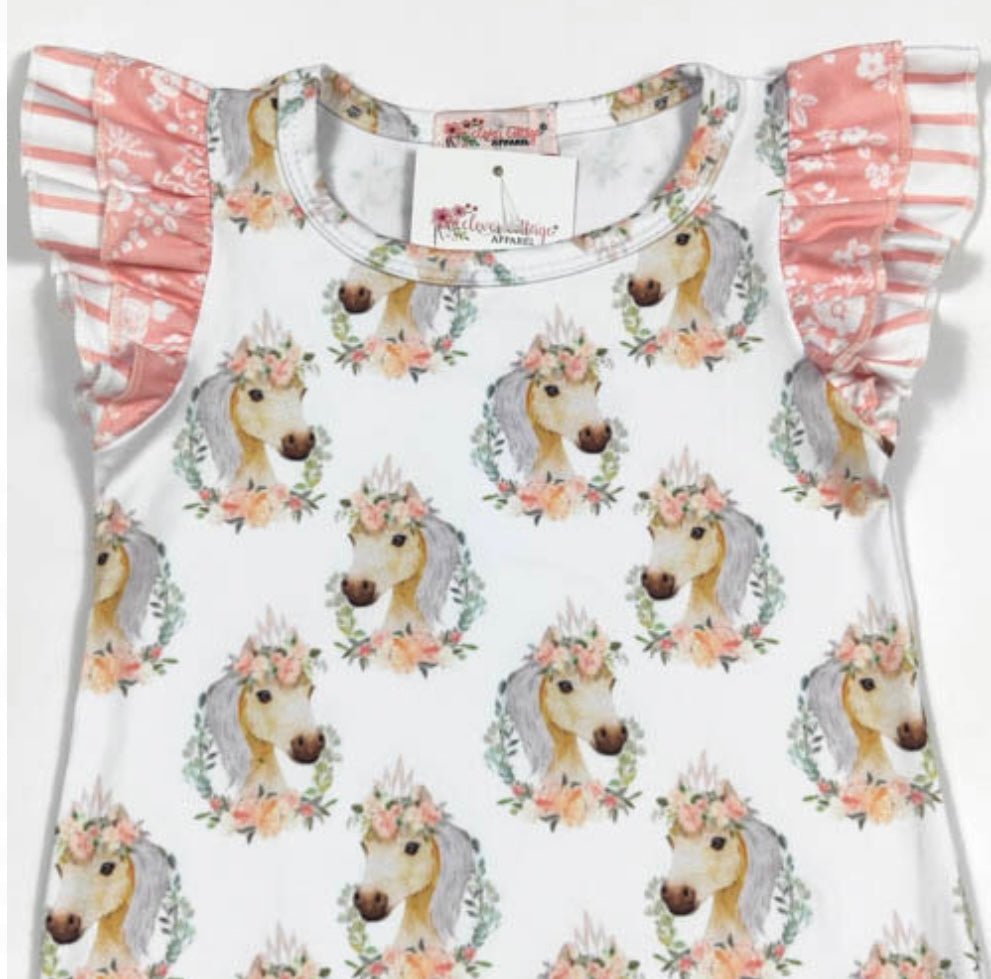 Floral Horse Infant Romper by Clover Cottage