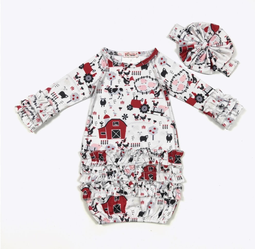 (NB to 3 mos) Infant Gown by Clover Cottage
