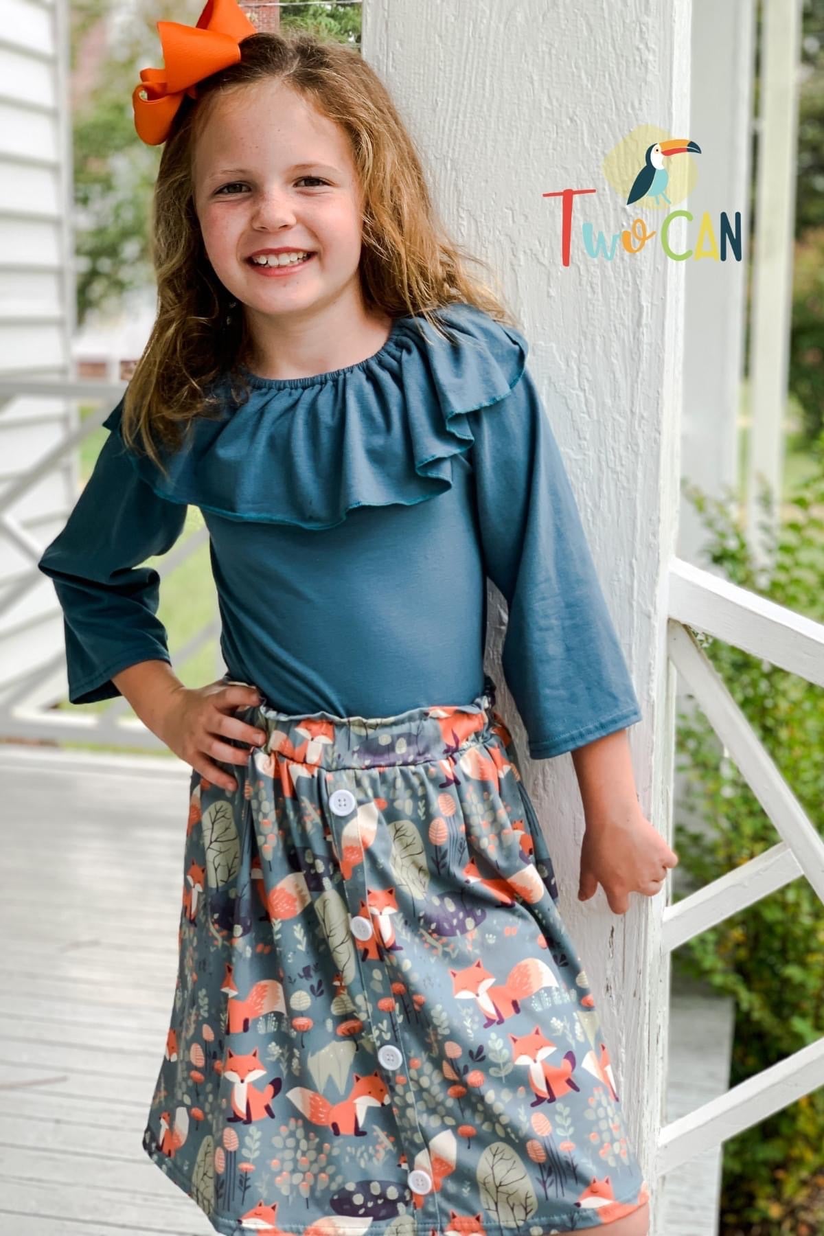 Orange Fox Skort Set by TwoCan