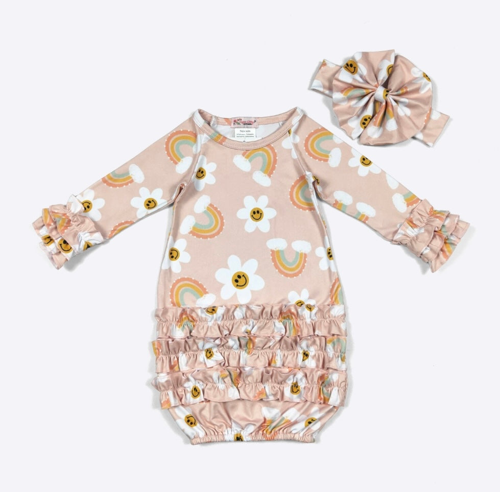 (NB to 3 mos) Infant Gown by Clover Cottage