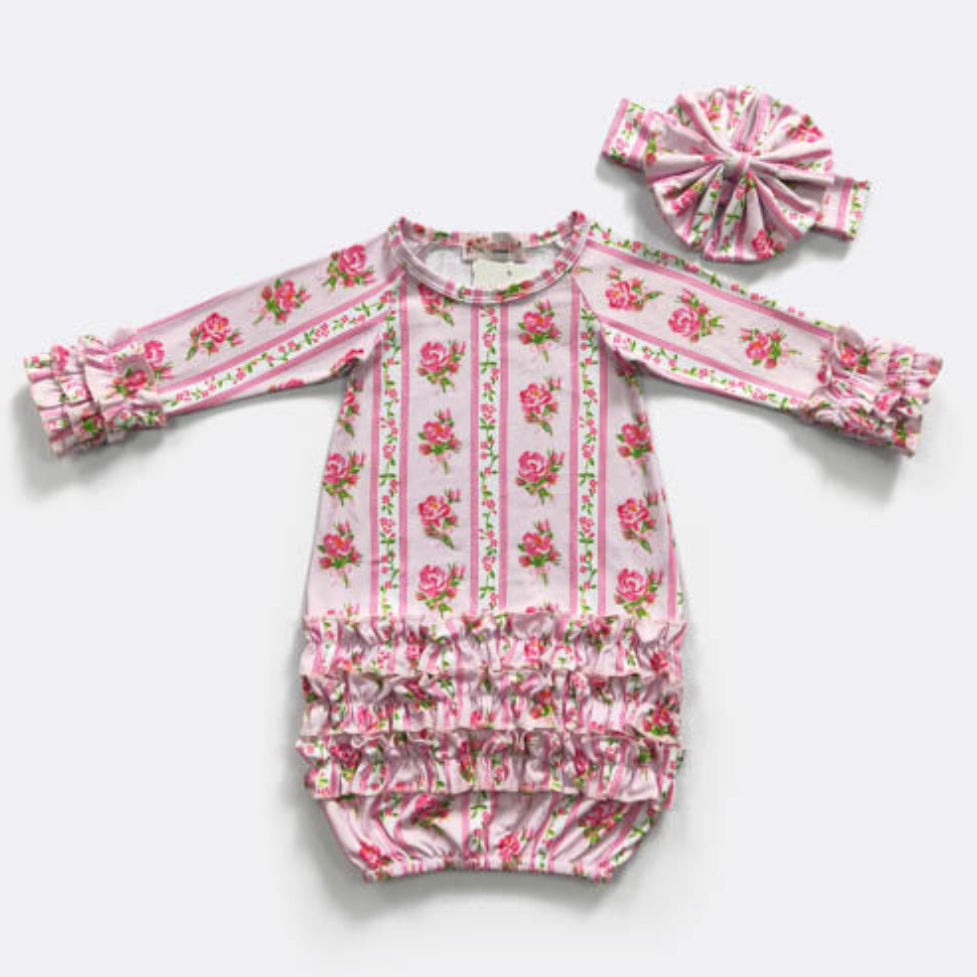 (NB to 3 mos) Infant Gown by Clover Cottage
