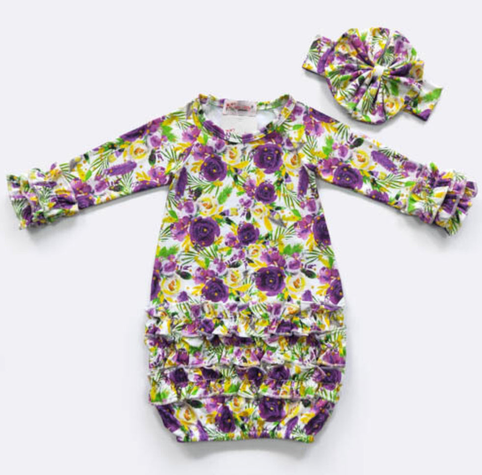 (NB to 3 mos) Infant Gown by Clover Cottage