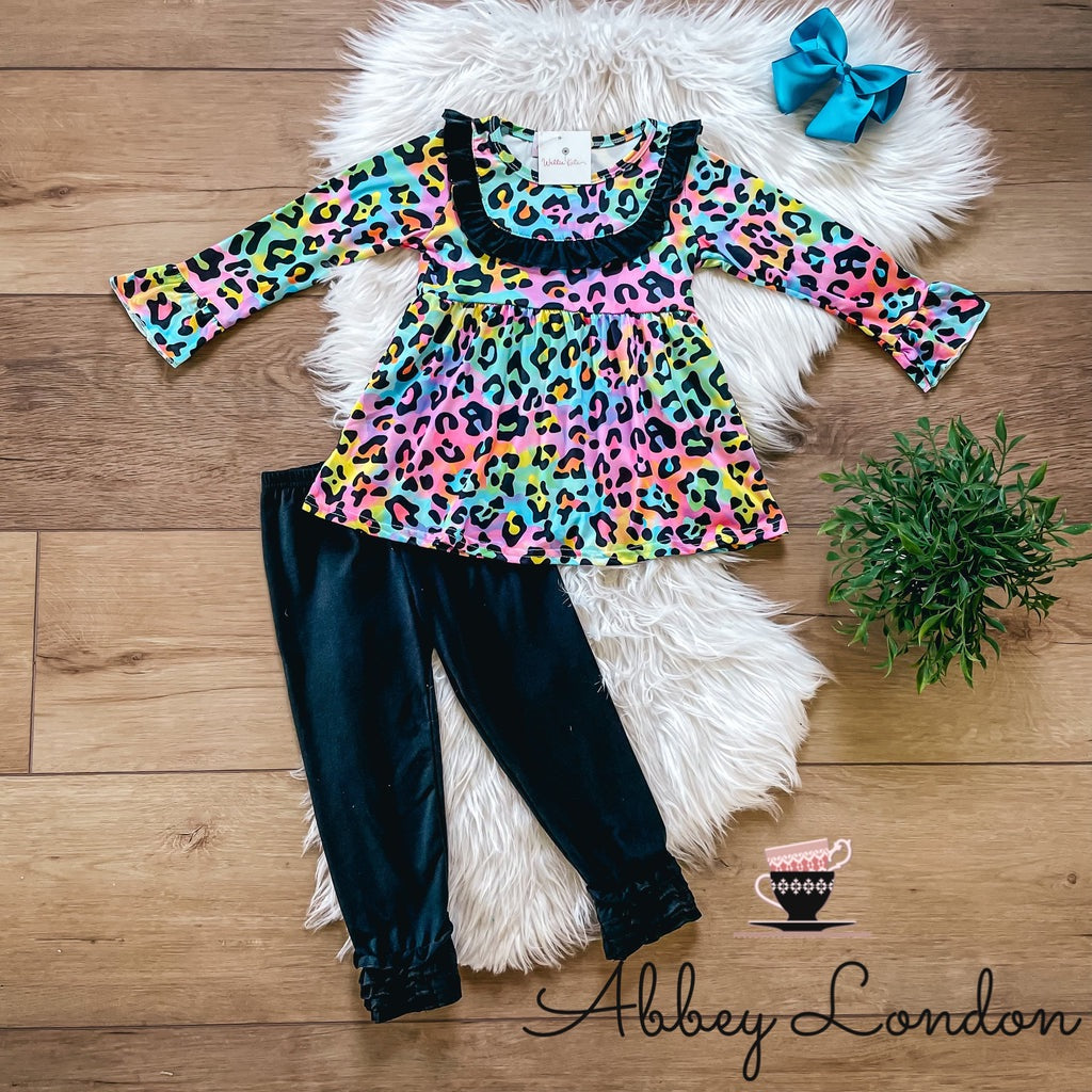 Rainbow Leopard Pants Set by TwoCan