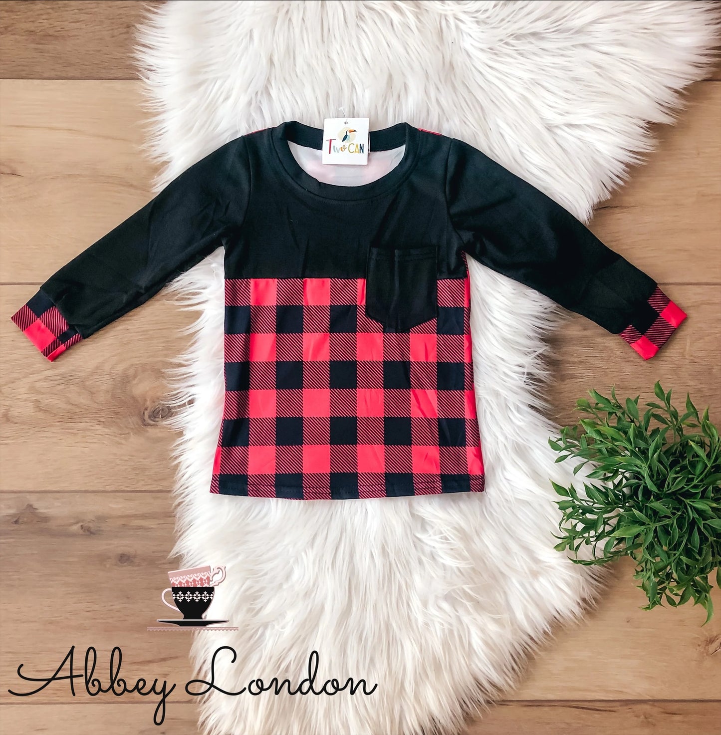 Buffalo Plaid Pocket Tee by TwoCan