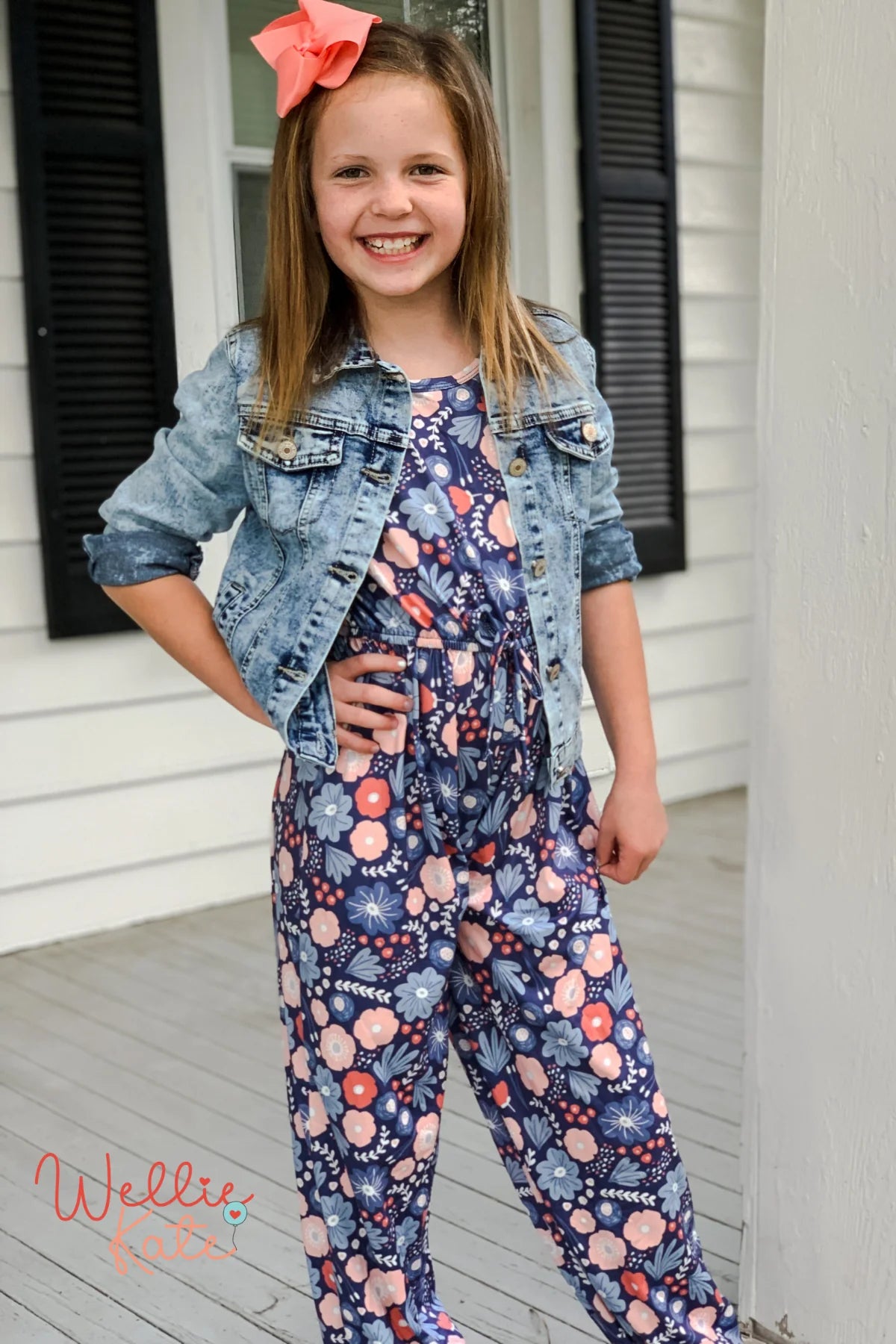 Light Blue Floral Scoop Back Jumpsuit by Wellie Kate