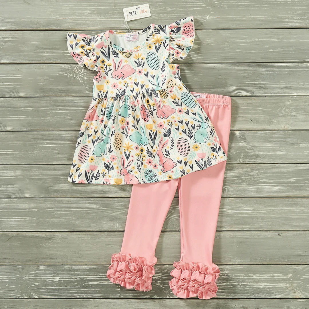 (Preorder) Bunnies in Bloom Pant Set by Pete + Lucy