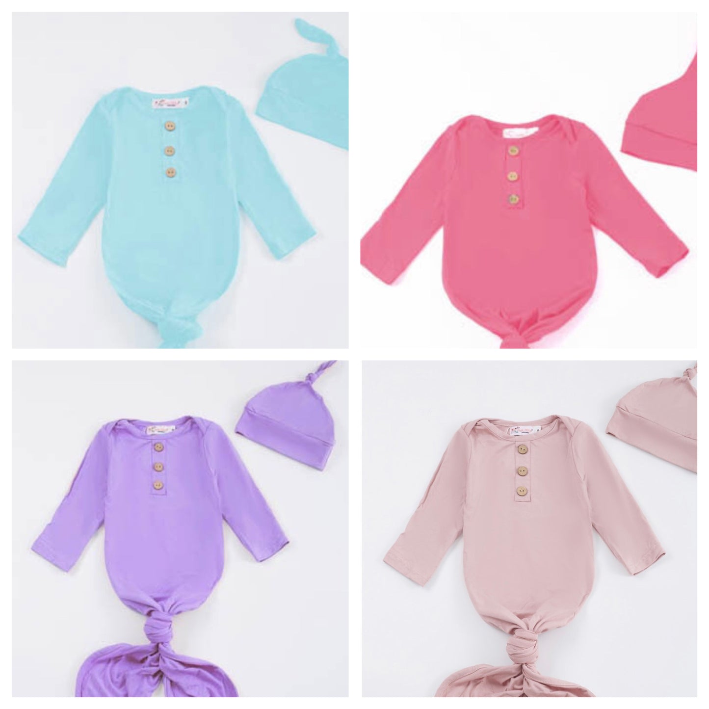 (NB to 6 mos) Bamboo Infant Gown by Clover Cottage