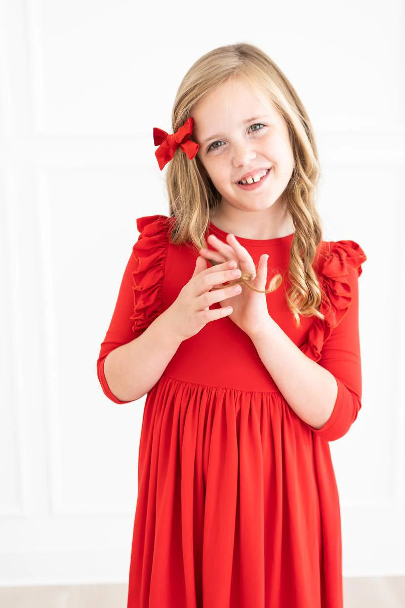 Red Ruffle Twirl Dress by Mila & Rose