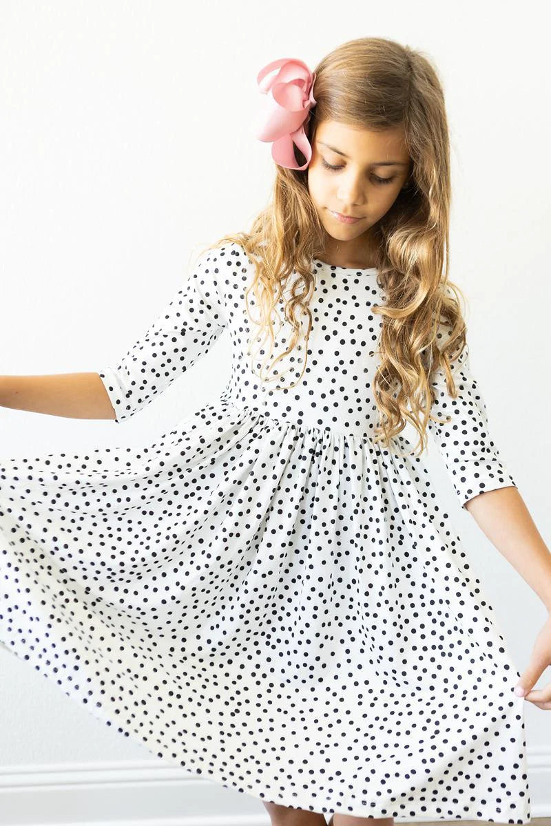 Scattered Dot 3/4 Sleeve Twirl Dress by Mila & Rose